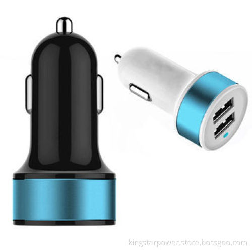 Universal Dual Color Dual USB Car Charger, LED Indicator, DC 5V 1A/2.1A